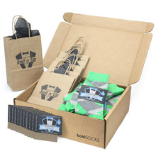 Load image into Gallery viewer, Customizable Groomsmen Gift Set Kelly Green Gray Argyle Men’s Dress Socks
