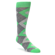 Load image into Gallery viewer, Kelly Green Gray Argyle Men’s Dress Socks
