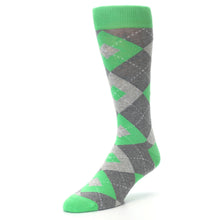 Load image into Gallery viewer, Kelly Green Gray Argyle Men’s Dress Socks
