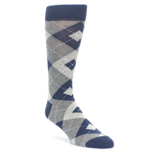 Load image into Gallery viewer, Navy Gray Argyle Men’s Dress Socks
