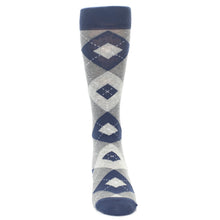 Load image into Gallery viewer, Navy Gray Argyle Men’s Dress Socks
