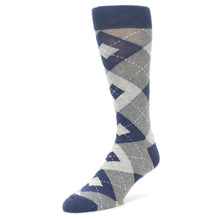 Load image into Gallery viewer, Navy Gray Argyle Men’s Dress Socks
