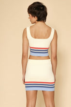 Load image into Gallery viewer, Retro striped two piece knit skirt set
