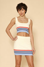 Load image into Gallery viewer, Retro striped two piece knit skirt set
