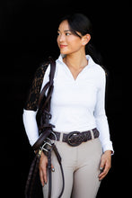Load image into Gallery viewer, White/ Black lace longsleeve zip front
