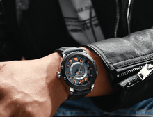 Load image into Gallery viewer, Men's Waterproof  Sport Watch With Leather  Belts  And Large Numbers Details Unique Design Perfect Gift
