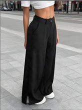 Load image into Gallery viewer, Women's Silky Satin Wide-Leg Trousers – High-Waist Pocket Pants
