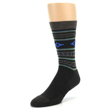 Load image into Gallery viewer, Brown Blue Lime Santa Fe Stripe Wool Men&#39;s Socks
