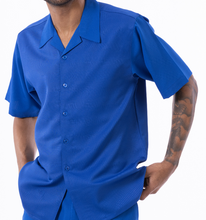 Load image into Gallery viewer, Montique 2311 Men&#39;s Walking Suit Cobalt Color Short Sleeve Men&#39;s Leisure Suit
