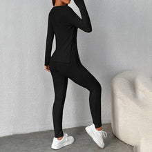 Load image into Gallery viewer, Women’s Ribbed Knit Long‑Sleeve Tee &amp; Pants Lounge Set
