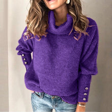 Load image into Gallery viewer, Women’s High Collar Knitted Sweatshirt – Long Sleeve Casual Pullover
