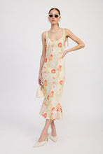 Load image into Gallery viewer, PRINTED SATIN MIDI DRESS WITH SCOOP NECK
