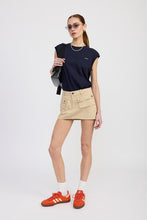 Load image into Gallery viewer, LOW WAIST DENIM MINI SKIRT WITH FRONT POCKETS

