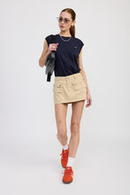Load image into Gallery viewer, LOW WAIST DENIM MINI SKIRT WITH FRONT POCKETS
