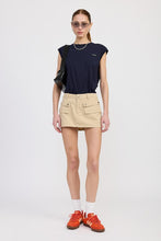 Load image into Gallery viewer, LOW WAIST DENIM MINI SKIRT WITH FRONT POCKETS
