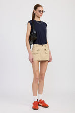 Load image into Gallery viewer, LOW WAIST DENIM MINI SKIRT WITH FRONT POCKETS
