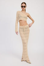 Load image into Gallery viewer, ONE SHOULDER CROCHET CROP TOP
