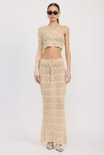 Load image into Gallery viewer, CROCHET MAXI SKIRT WITH WAIST DRAWSTRINGS
