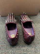 Load image into Gallery viewer, After Midnight Burgundy with Gold Spikes Men’s Smoking Dress Shoes
