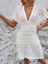 Load image into Gallery viewer, Deep v eyelet cover up dress
