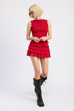 Load image into Gallery viewer, TIERED RUFFLE MINI SKIRT
