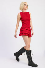 Load image into Gallery viewer, TIERED RUFFLE MINI SKIRT
