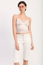 Load image into Gallery viewer, FLORAL SATIN CAMI TOP WITH LACE TRIM
