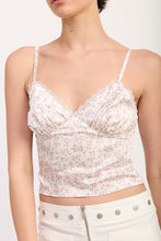Load image into Gallery viewer, FLORAL SATIN CAMI TOP WITH LACE TRIM
