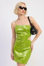 Load image into Gallery viewer, ONE SHOULDER SEQUIN MINI DRESS WITH CUT OUT
