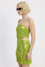 Load image into Gallery viewer, ONE SHOULDER SEQUIN MINI DRESS WITH CUT OUT
