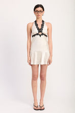 Load image into Gallery viewer, HALTER MINI DRESS WITH LACE TRIM DETAIL
