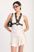 Load image into Gallery viewer, HALTER MINI DRESS WITH LACE TRIM DETAIL

