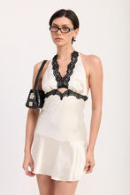 Load image into Gallery viewer, HALTER MINI DRESS WITH LACE TRIM DETAIL
