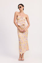 Load image into Gallery viewer, FLORAL PRINT RUCHED MIDI SKIRT
