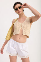 Load image into Gallery viewer, CROCHET BUTTON FRONT VEST TOP
