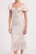 Load image into Gallery viewer, FLORAL PUFF SLEEVE MIDI DRESS
