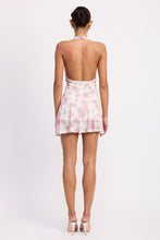 Load image into Gallery viewer, FLARED MINI DRESS WITH HALTER NECK AND LACE TRIM
