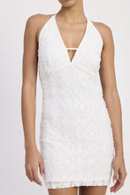 Load image into Gallery viewer, HALTER NECK MINI LACE DRESS WTIH BACK TIE

