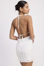 Load image into Gallery viewer, HALTER NECK MINI LACE DRESS WTIH BACK TIE
