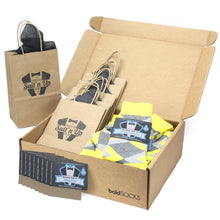 Load image into Gallery viewer, Customizable Groomsmen Gift Set Lemon Yellow Gray Argyle Men’s Dress Socks
