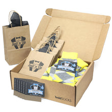 Load image into Gallery viewer, Customizable Groomsmen Gift Set Lemon Yellow Gray Argyle Men’s Dress Socks
