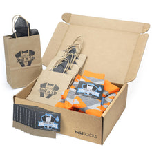 Load image into Gallery viewer, Customizable Groomsmen Gift Set Tangerine Orange Grey Argyle Men’s Dress Socks

