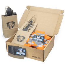 Load image into Gallery viewer, Customizable Groomsmen Gift Set Tangerine Orange Grey Argyle Men’s Dress Socks
