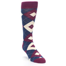 Load image into Gallery viewer, Sangria Navy Argyle Wedding Groomsmen Men’s Dress Socks
