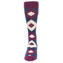 Load image into Gallery viewer, Sangria Navy Argyle Wedding Groomsmen Men’s Dress Socks
