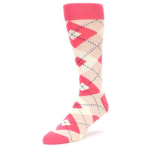 Load image into Gallery viewer, Guava Bellini Pink Argyle Wedding Groomsmen Men’s Dress Socks
