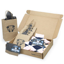 Load image into Gallery viewer, Customizable Groomsmen Gift Set Petal Pink Blush Navy Argyle Men’s Dress Socks

