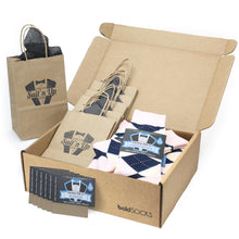 Load image into Gallery viewer, Customizable Groomsmen Gift Set Petal Pink Blush Navy Argyle Men’s Dress Socks
