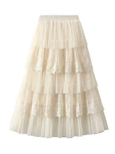 Load image into Gallery viewer, Layered lace midi skirt
