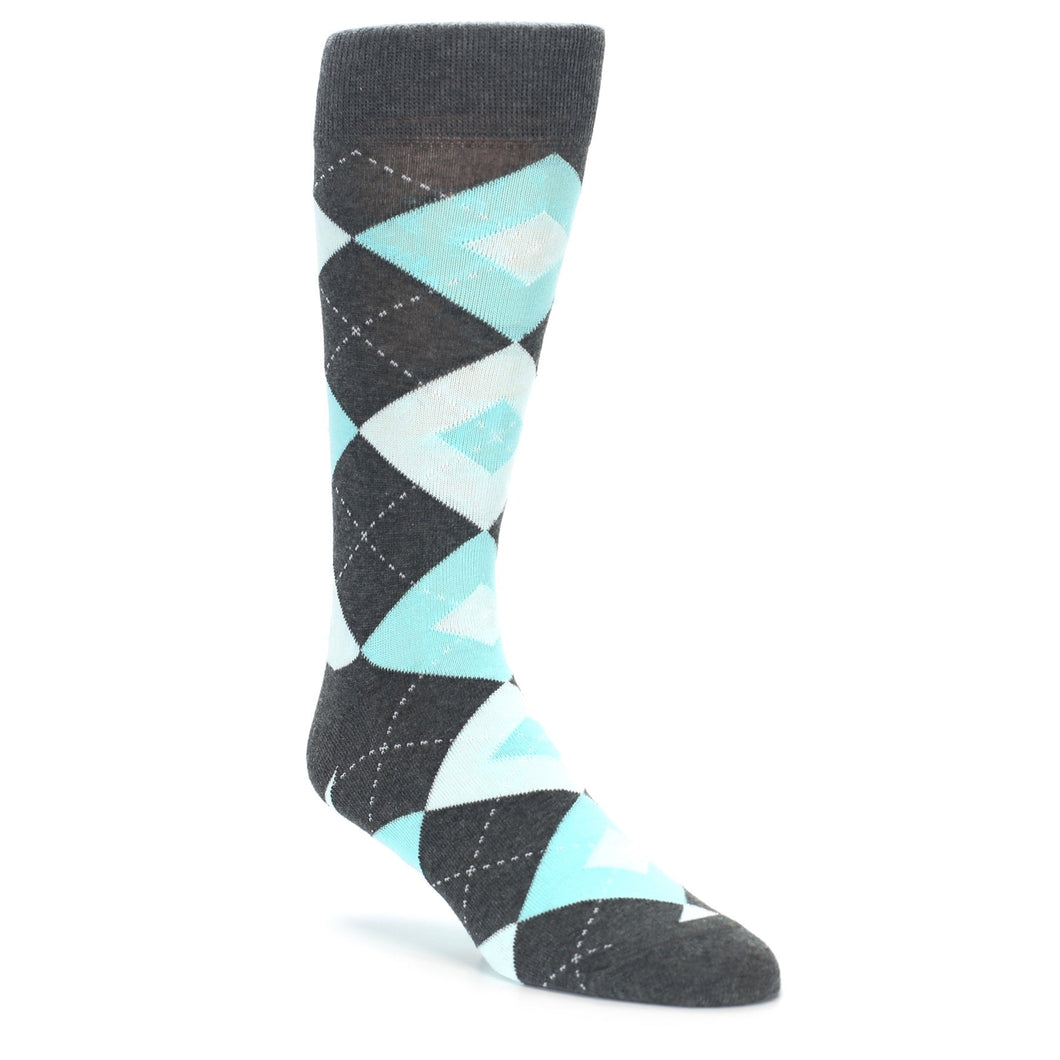 Pool Blue Gray Argyle Men’s Dress Socks